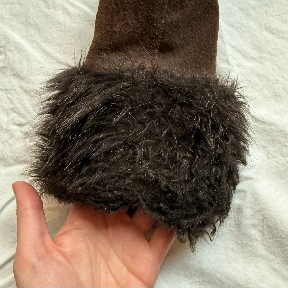 vintage 2000s suede faux fur brown penny lane coat - Picture 8 of 10